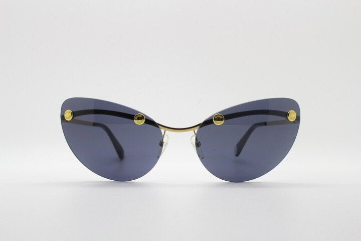 Moschino oval cat eye sunglasses model 082/S. Womens frameless cateye in perfect proportions with golden metal brow line