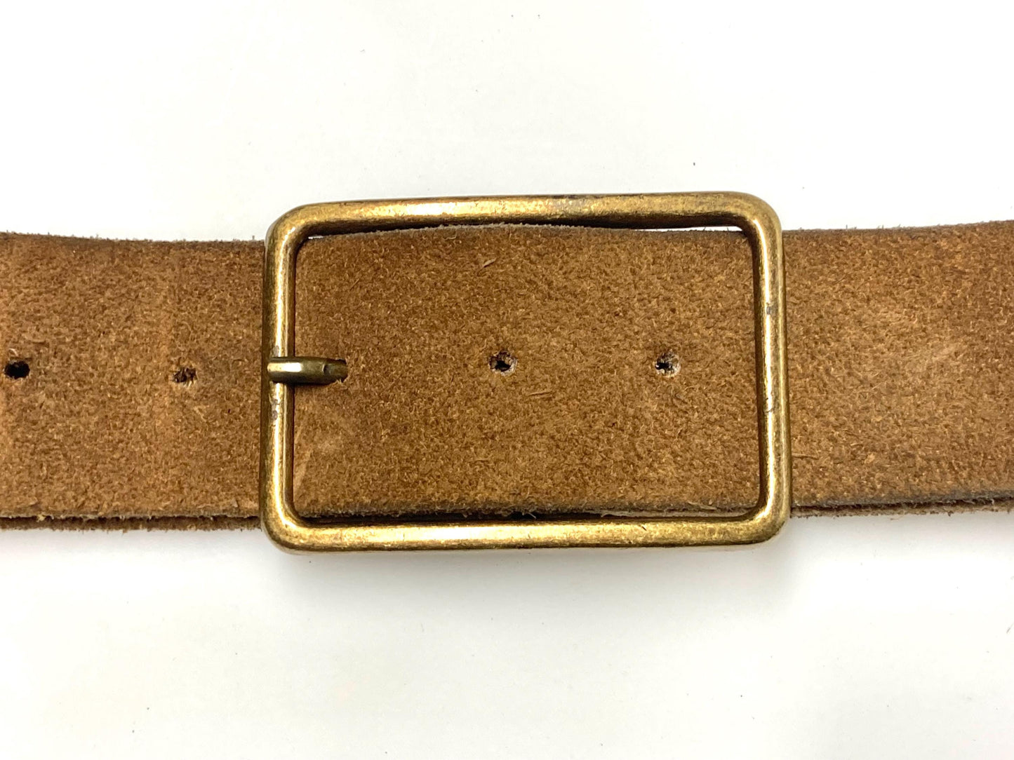 60s vintage thick brown suede 2" belt with large brass buckle. Made from genuine supple cowhide leather for jeans or trousers. Mens. Hippy