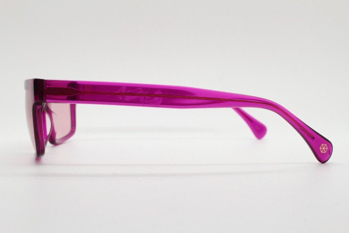 Kaleos rectangular flat top sunglasses. Shocking pink acetate chunky frame with same colour lenses. BNWOT
