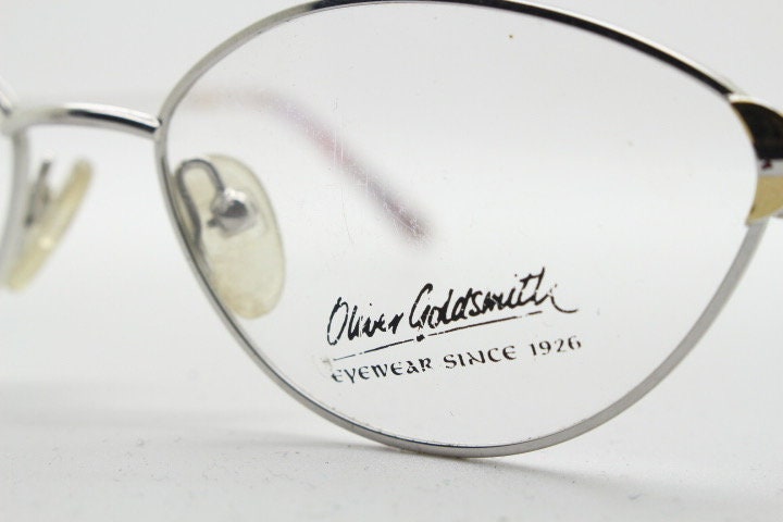 Oliver Goldsmith 90s vintage oval eye glasses model 0839. Silver and gold wire optical frames. Prescription eyeglasses. RX NOS spectacles