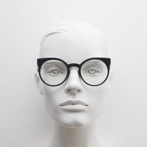 Y2K vintage round cat eye glasses. Black cateye optical frames. Womens prescription eyeglasses. Rockabilly. Clear lens spectacles. RX