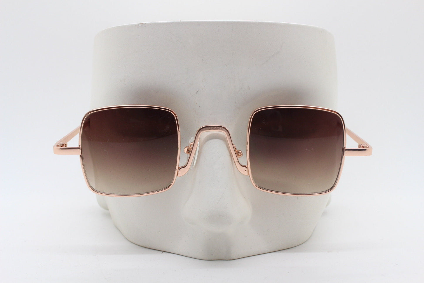 90s vintage small square sunglasses. Imposing minimal gold metal victorian style frame with brown lenses. Steampunk. Unused BNWT