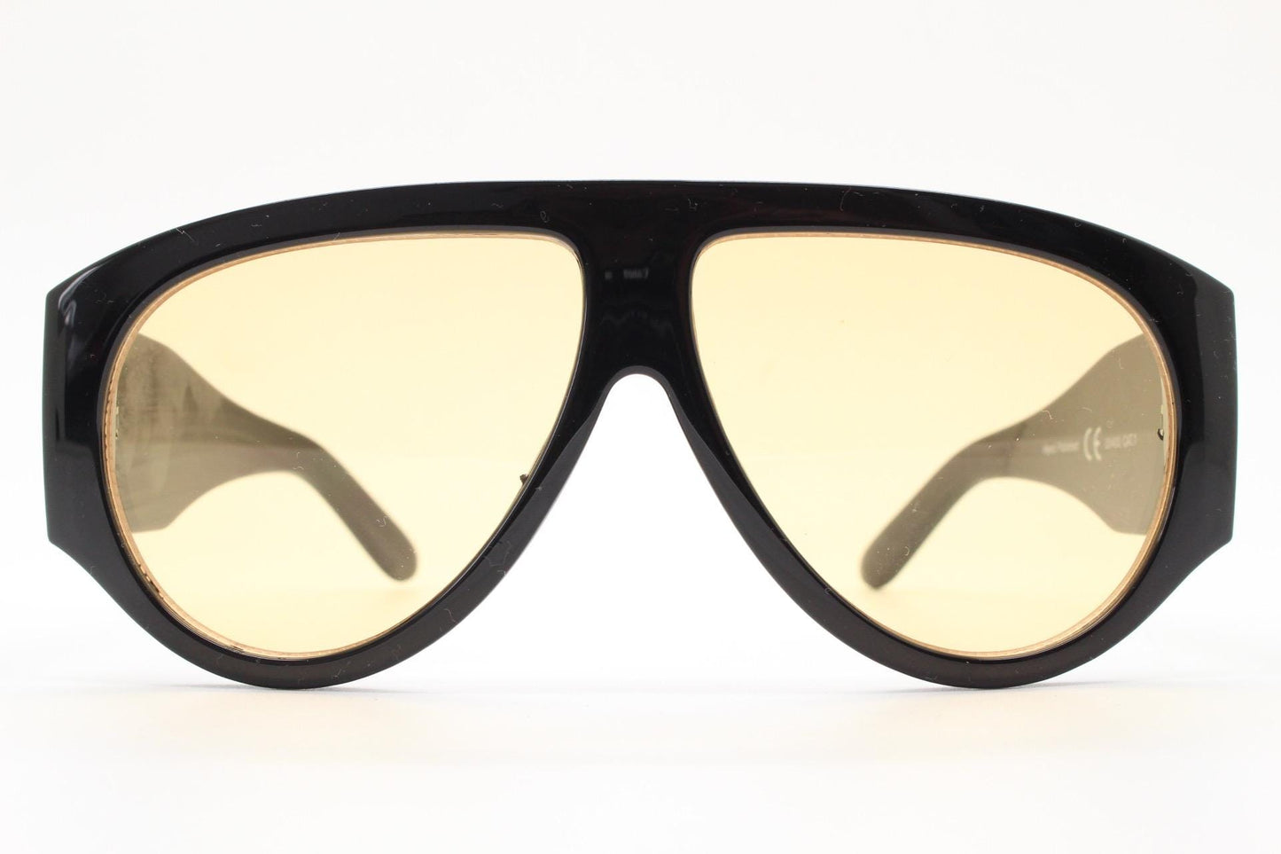 Vintage thick fat arm aviator sunglasses. Intense Black gloss frame with light tone brown lenses. Modified teardrop aviators. BNWT