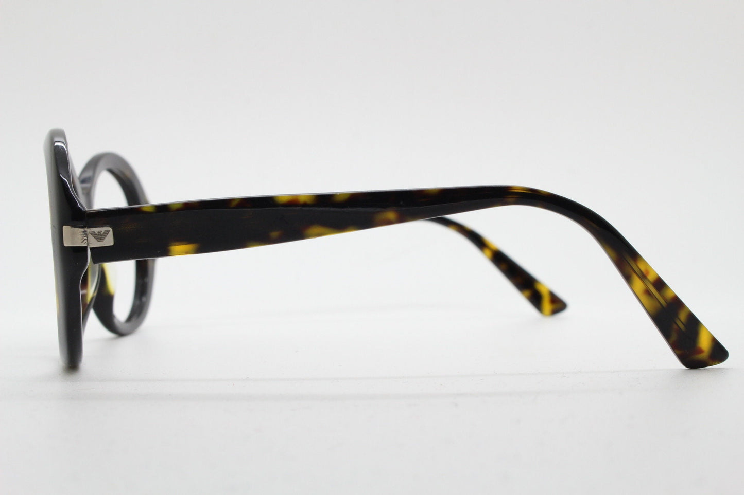 Giorgio Armani big round eye glasses made in Italy. Dark tortoise acetate 60s design optical frames. Prescription eyeglasses. RX spectacles