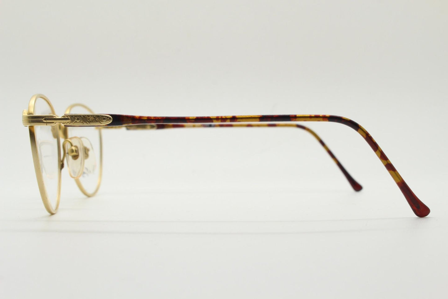 80s vintage round panto metal eye glasses by LS optical made in Italy. Satin finish yellow gold optical frames. Prescription RX. Unused BNWT