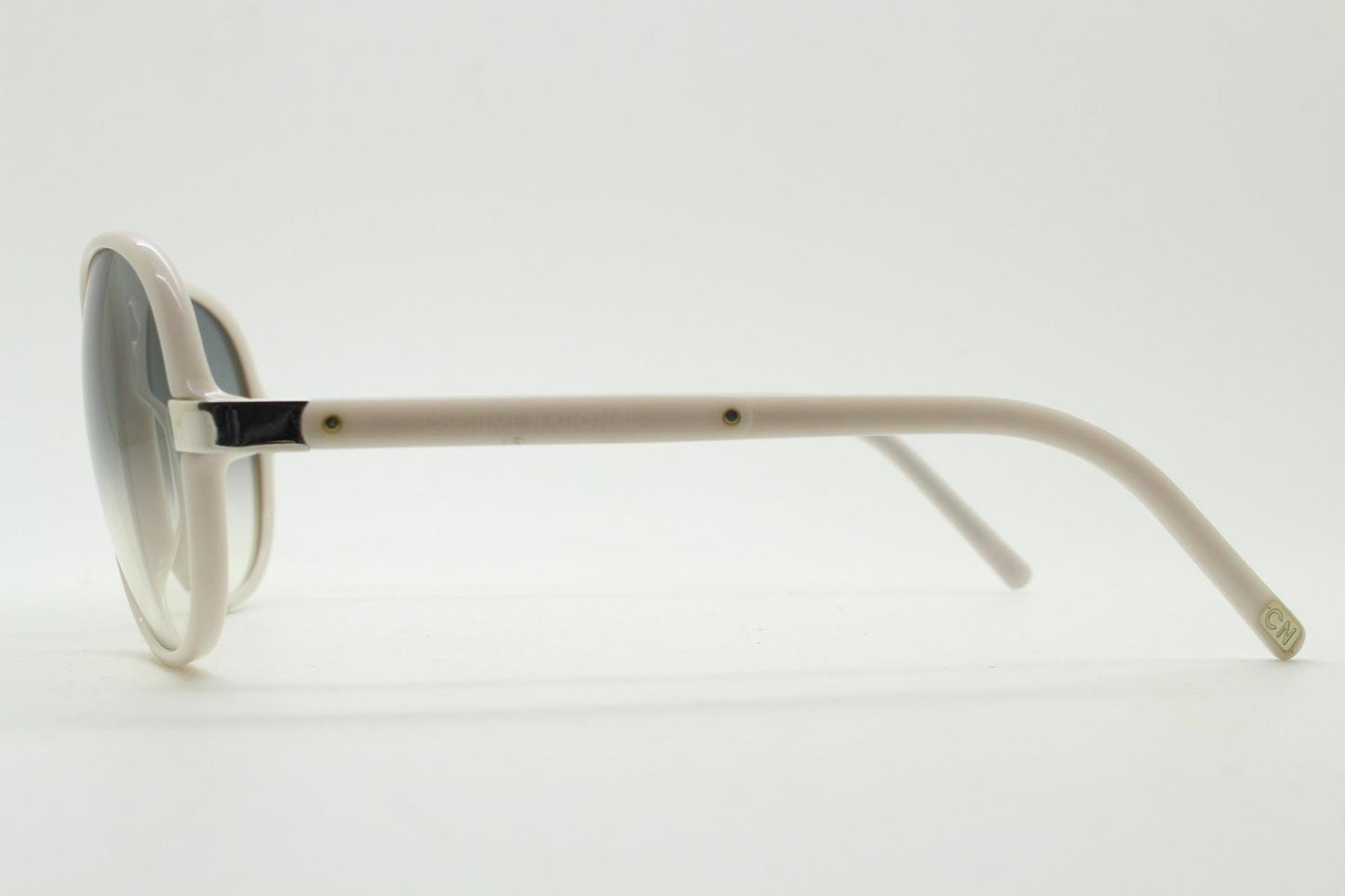 Costume National 70s design sunglasses made in Italy. Womens big white acetate frame with smoky graduating lenses. Y2k vintage