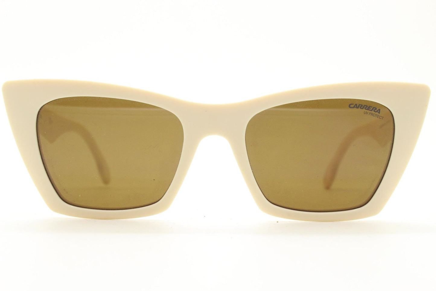 Carrera Vintage pointed cat eye sunglasses. Tasteful retro 50s repro in neat proportions with white matt frame and  brown lenses. NOS cateye