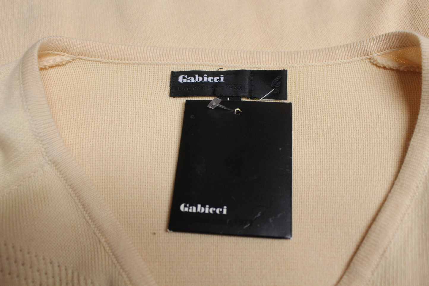 Gabicci vintage cotton knit argyle jumper in yellow with brown stripes. Mens crew neck sweater. BNWT. Round neck pullover