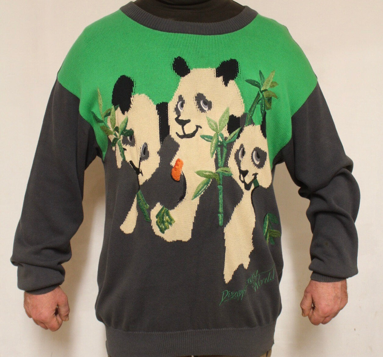 Iceberg 90s vintage adorable panda bear oversized jumper made in Italy. Sick fashion graphic round boat neck jumper. Crew neck pullover. XL