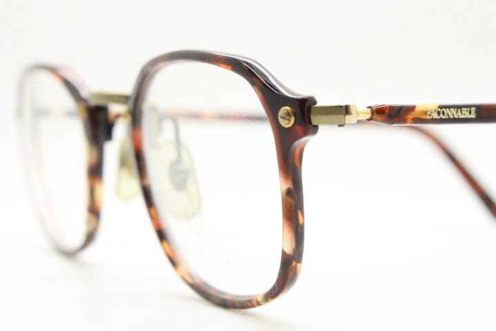 Faconnable 90s vintage rectangular eye glasses model Cliftland. Vibrant tortoise gloss acetate optical frame. Prescription. RX spectacles