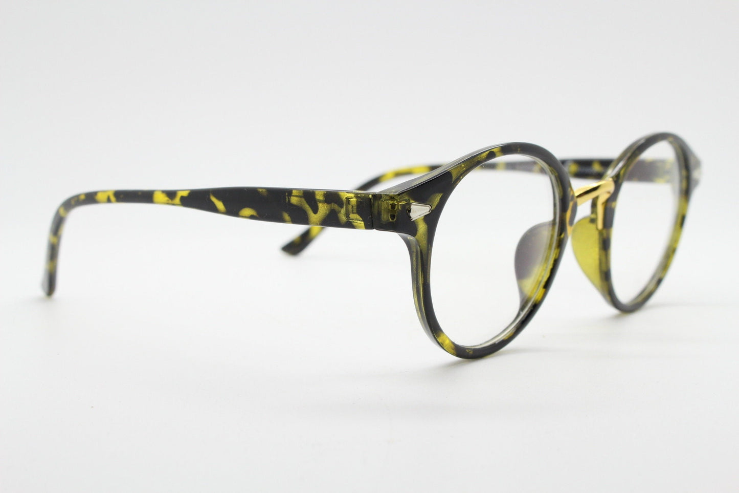 90s vintage round frame glasses. Tortoise with gold bridge optical frames. 40s, 50s design clear lens prescription eyeglasses. RX