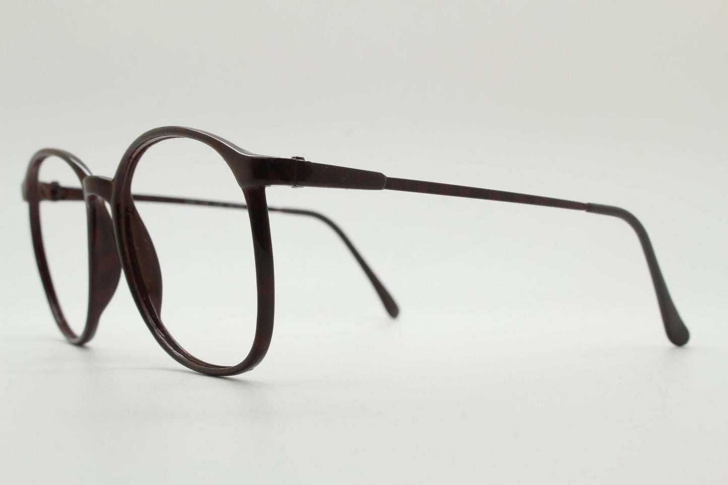 80s vintage dark brown round eye glasses. Slightly oversized slender optical frames. Prescription eyeglasses. RX spectacles