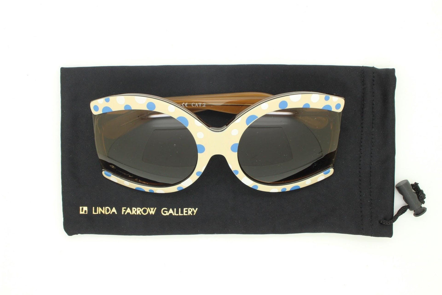 Eley Kishimoto oversized sunglasses by Linda Farrow. Outrageous polka dot layered acetate design. Luxe Gallery Projects. Vintage. NOS