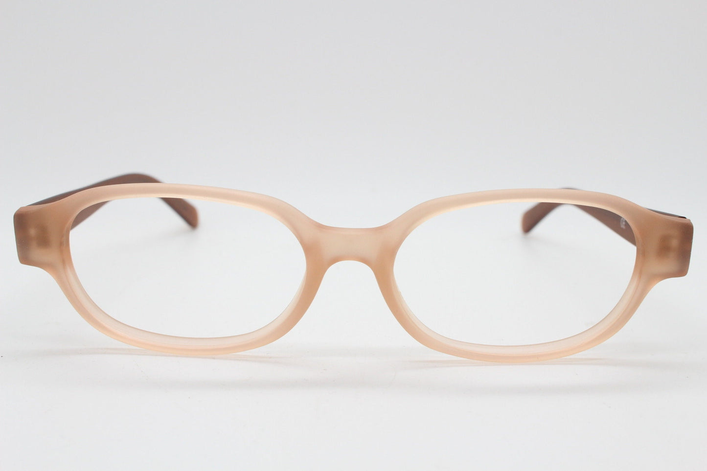 90s vintage 2 tone glasses. Frosted peach cat eye optical frame with brown arms. Prescription eyeglasses. RX cat eye Spectacles. Unused NOS