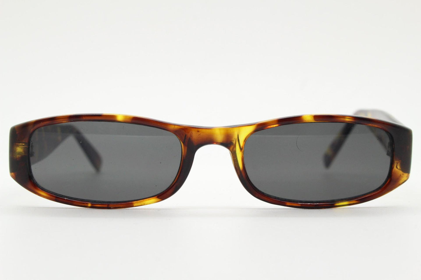 90s vintage rectangular sunglasses. Authentic and sharp low profile vibrant tortoise frame with full height arms. BNWT Unused NOS