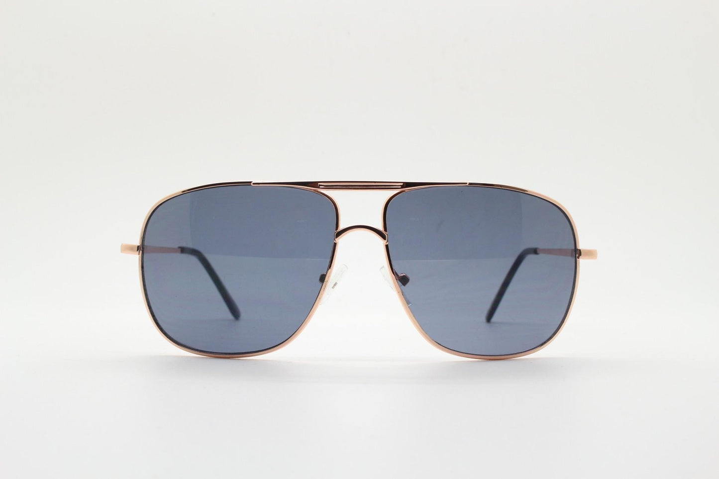 Y2K vintage square aviator sunglasses. Gold chrome metal frame 70s design aviators with black lenses. Teardrop, 2000s. Unused NOS