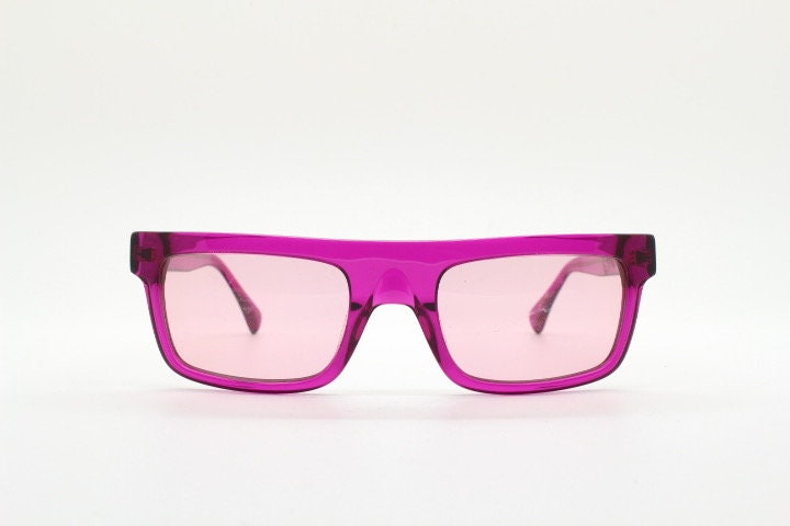 Kaleos rectangular flat top sunglasses. Shocking pink acetate chunky frame with same colour lenses. BNWOT