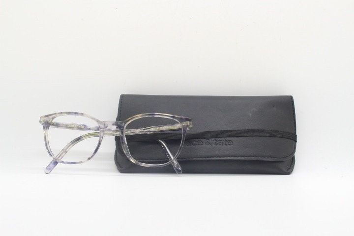 Ace and Tate modified wayfarer design eye glasses hand made in Italy. Crystal acetate optical frame with cloudy gery tones. Prescription RX