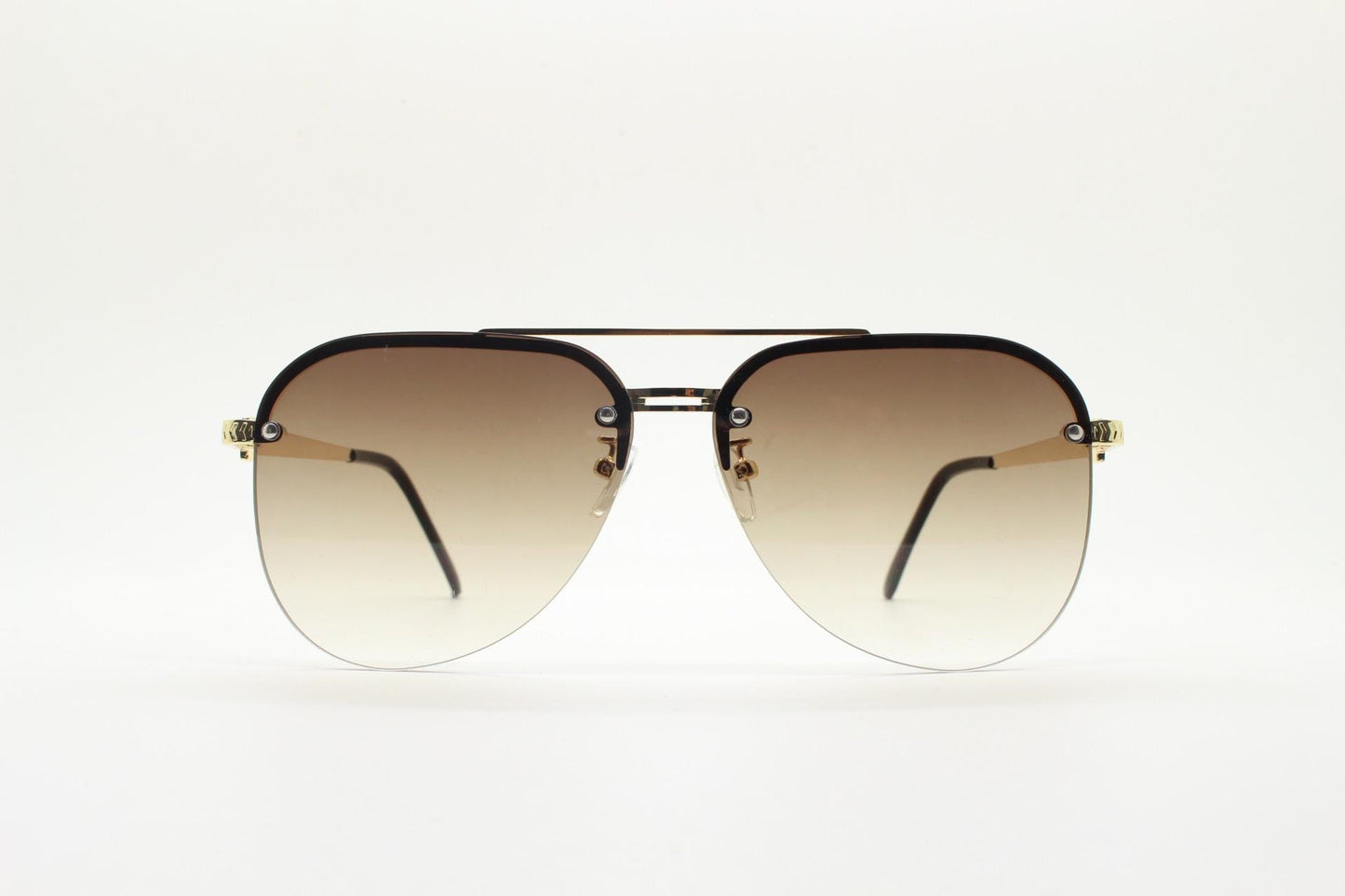 Y2K vintage half frame aviator sunglasses. Slightly large teardrop shape with greywell judged lens tone graduation. Unused 2000s NOS