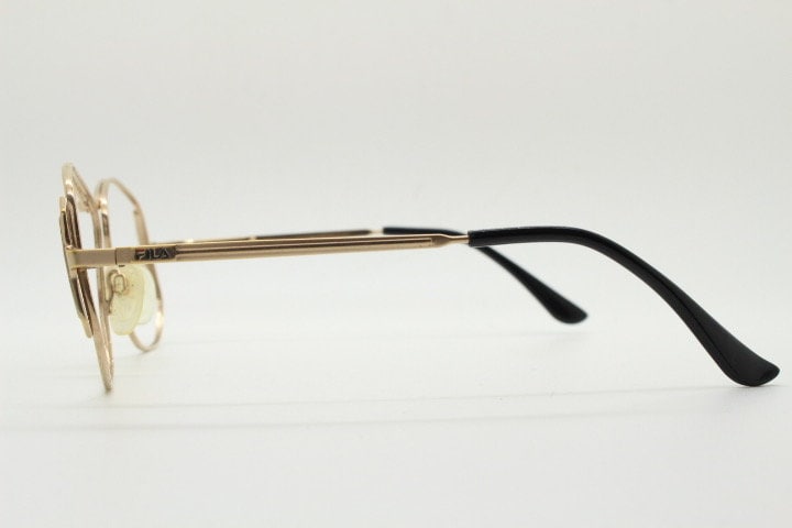 Fila 80s vintage hexagon eye glasses. Angular 6 sided metal optical frame. Mens prescription eyeglasses. RX spectacles. NOS
