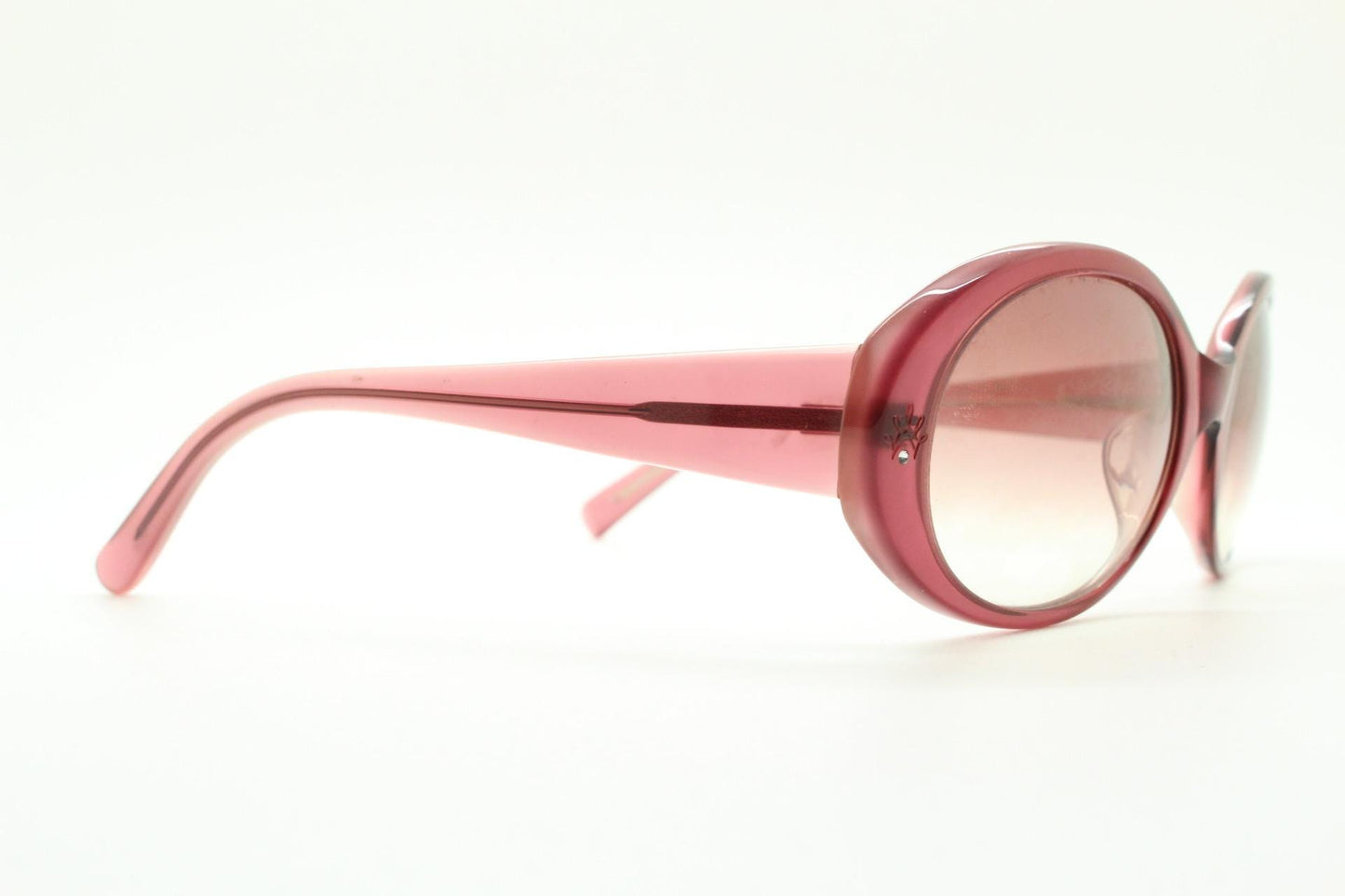 Rebecca Taylor Y2K chunky oval sunglasses made in Japan. Womens transparent pink frame with sensational graduating lenses. Designer vintage