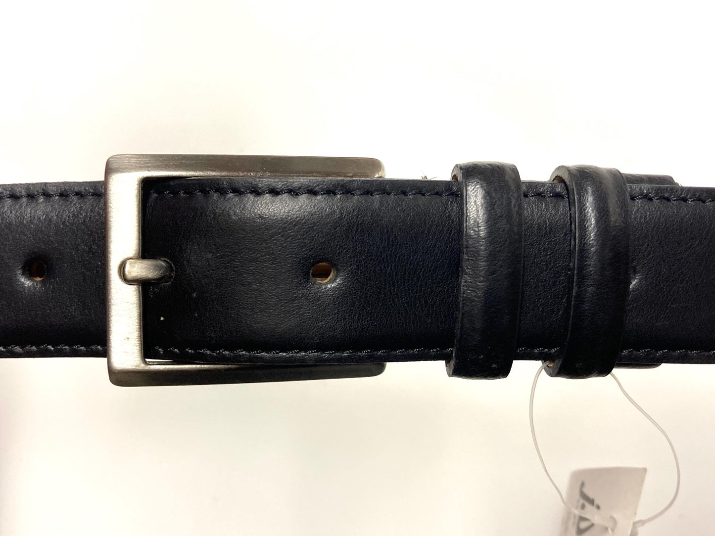 90s vintage black genuine leather belt made in Italy by Joseph Di Pino. Minimal straightforward design with stitched sides. BNWT