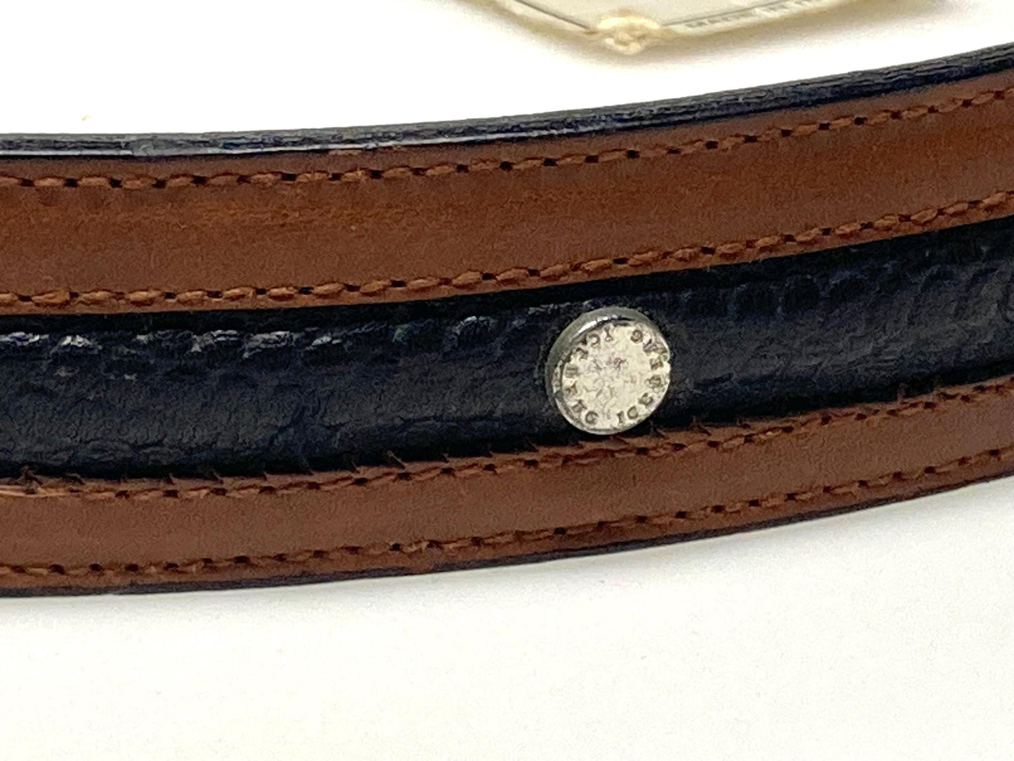 Iceberg 90s vintage black and brown genuine leather belt with big silver buckle depicting bucking bronco's. Made in Italy. BNWT. NOS