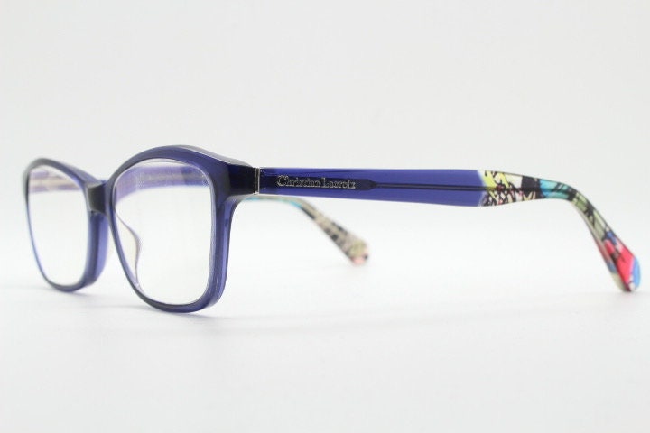 Christian Lacroix modified cat eye glasses. Artistic patterned acetate optical cateye frames. Prescription RX eyeglasses