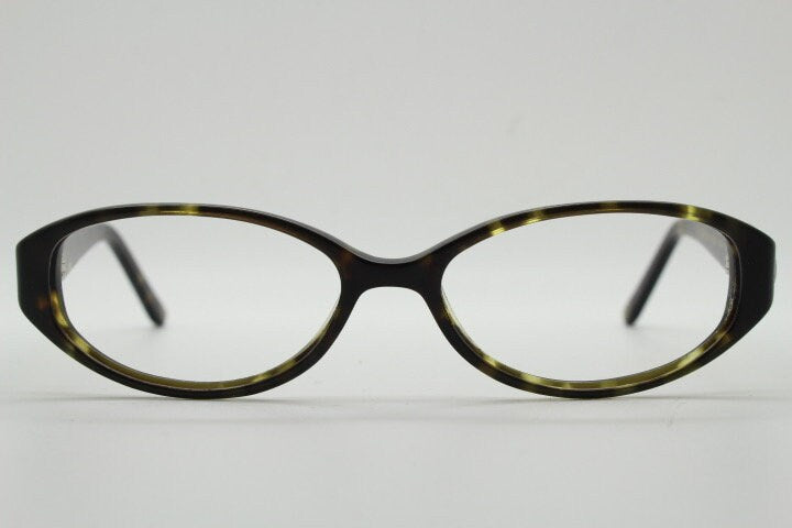 Lulu Guinness vintage oval eye glasses. Dark tortoise low profile optical frames. Prescription eyeglasses. RX spectacles