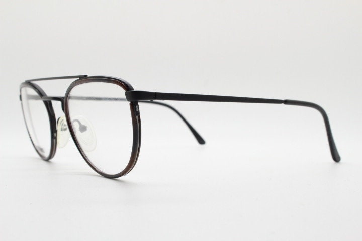 Missoni 90s vintage oval panto eye glasses made in Italy. Black matt alutanium optical frames with tortoise inserts. Prescription RX. NOS