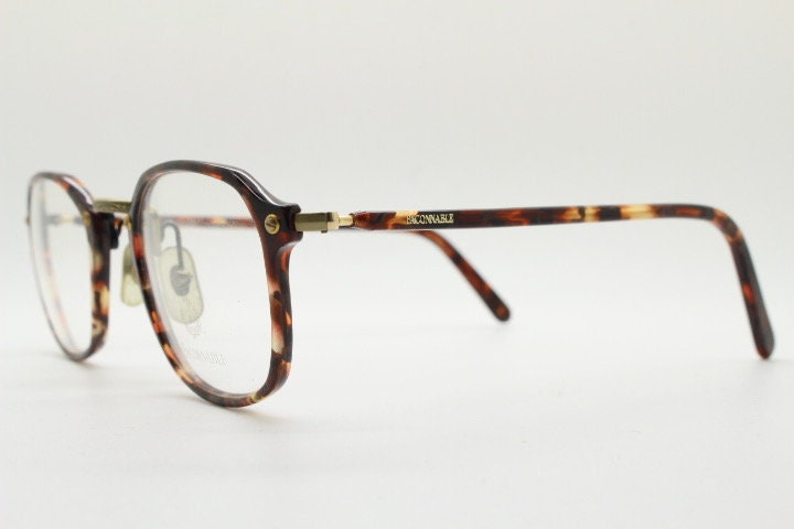 Faconnable 90s vintage rectangular eye glasses model Cliftland. Vibrant tortoise gloss acetate optical frame. Prescription. RX spectacles