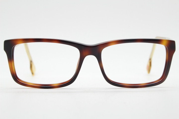 Hugo Boss rectangular glasses. Mottled brown acetate optical frames with transparent arms. Prescription eyeglasses. RX Spectacles