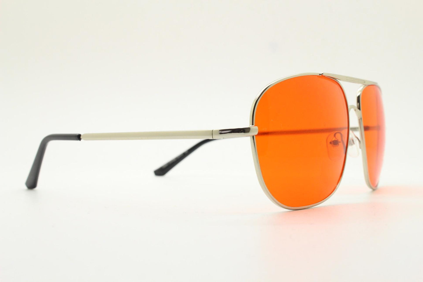 Y2K vintage square aviator sunglasses. Silver chrome metal frame 70s design aviators with intense red lenses. 2000s. Unused NOS