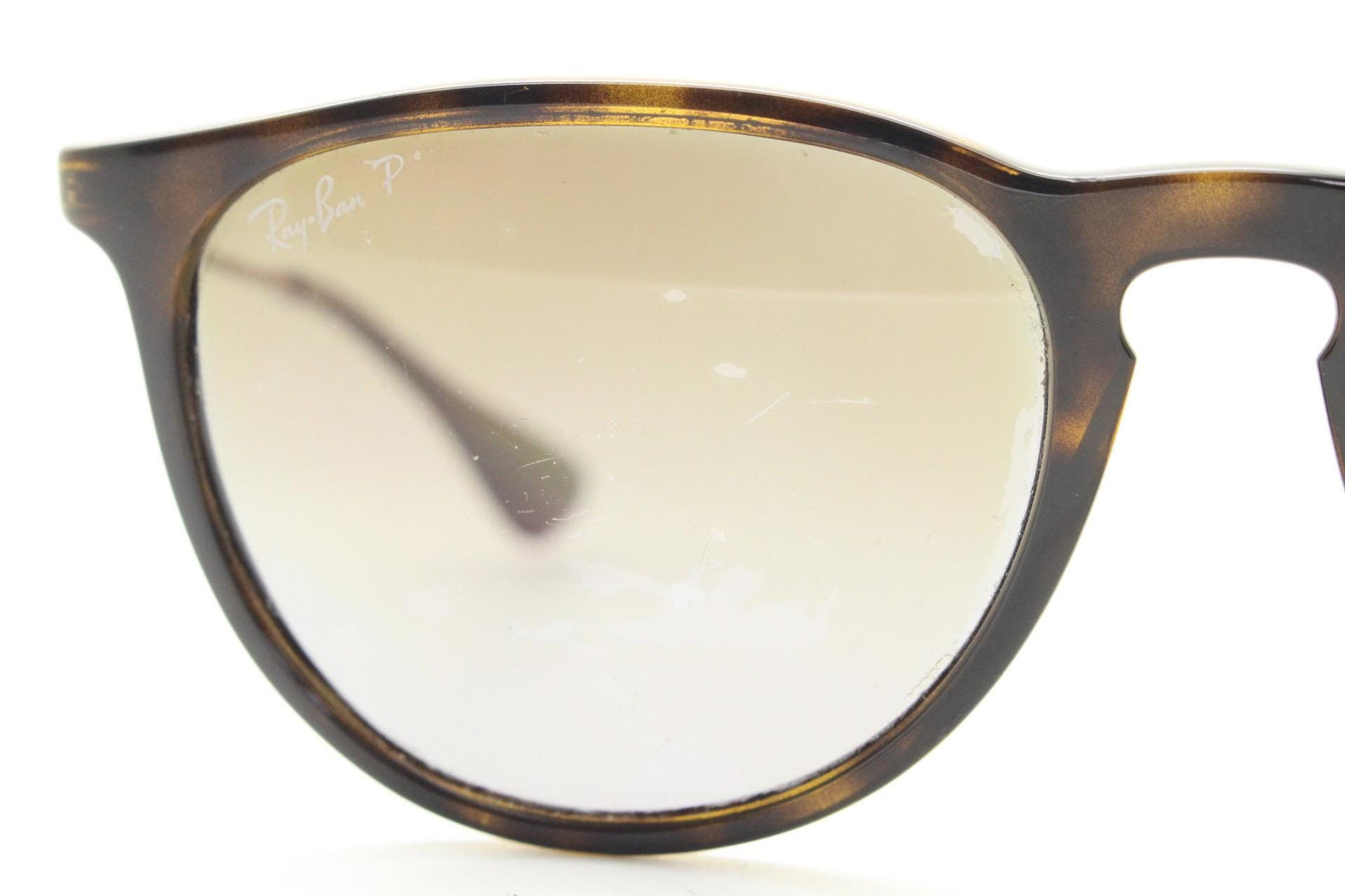 Ray Ban P horn rim sunglasses model 4171 made in Italy. Tortoise gloss lightweight frame with slim metal arms and graduating lenses. Vintage