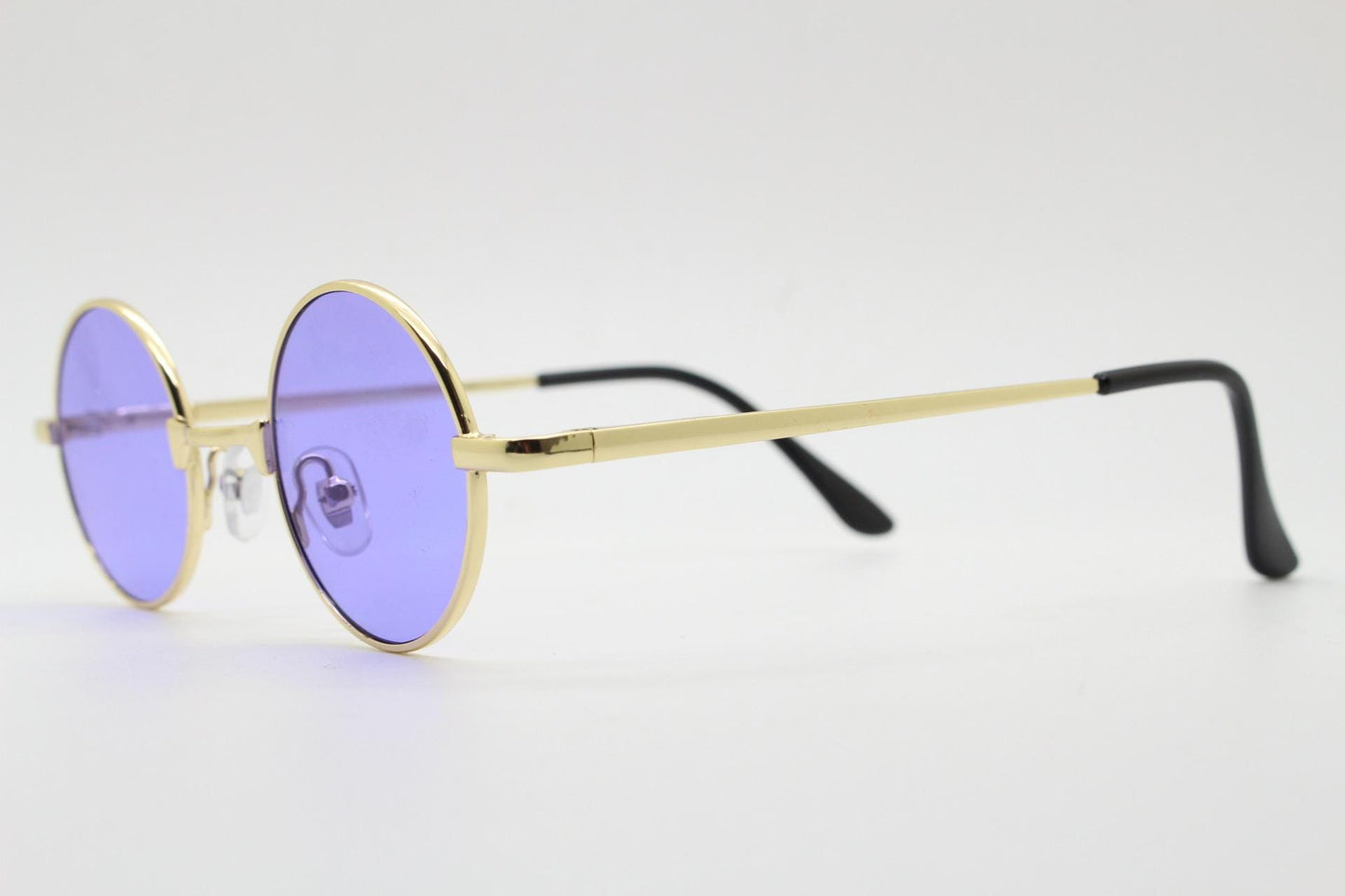 Kids 90s round vintage sunglasses. Rose gold metal frame with purple lenses. Childrens. John Lennon. Unused NOS. Full UV protection