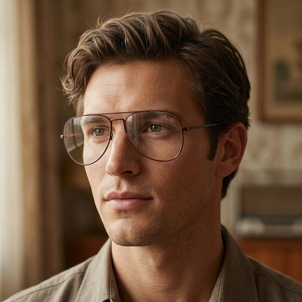 Silhouette 70s vintage aviator eye glasses made in Austria. Handsome bronze brown mens optical frame. Prescription eyeglasses. Rx aviators