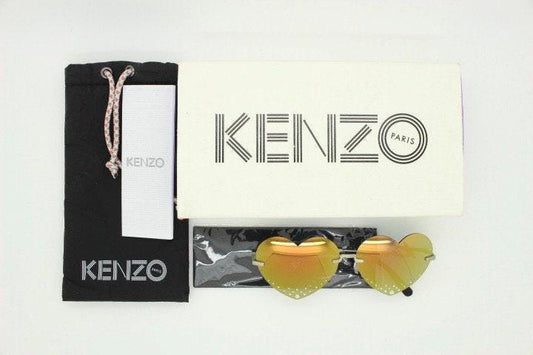 Kenzo mirror heart shaped frameless sunglasses model KZ40005U. Instant classic design with diamantes and big spell out arm logo. NOS