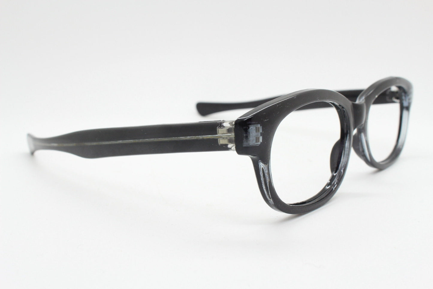 90s vintage black glasses. 60s design low profile rectangular straight arm optical frames. Prescription eyeglasses. RX Spectacles. BNWT NOS