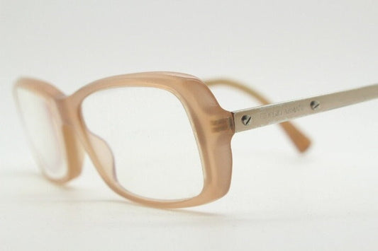 Giorgio Armani eye glasses model 7011 made in Italy. Transparent beige acetate and gold arm optical frames. Prescription eyeglasses. RX