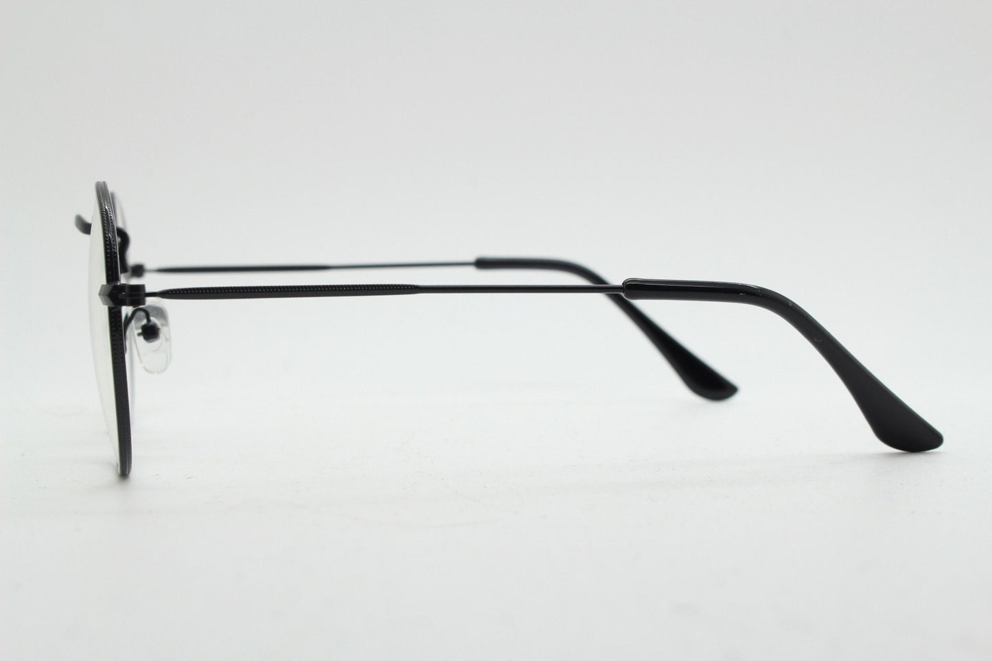 90s vintage round metal glasses. Classic 60s panto design black frame with clear lenses in excellent proportions. Unused NOS eyeglasses