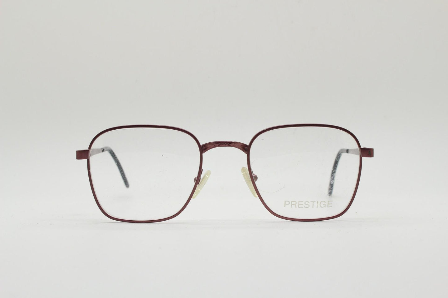 Prestige 90s vintage square metal eye glasses. Straightforward minimal design optical frames in attractive metallic brown. Prescription RX