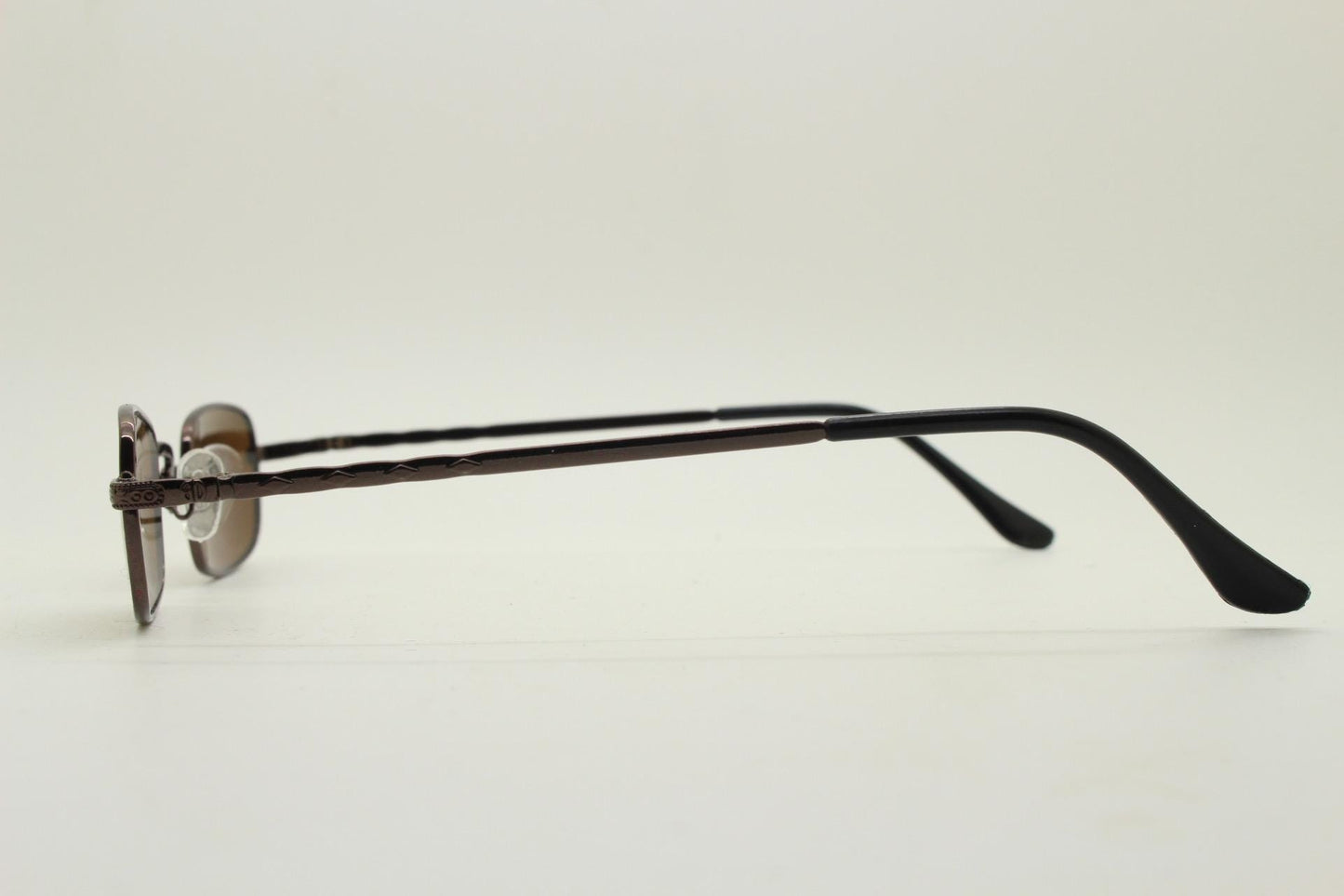 90s vintage small rectangular sunglasses. Imposing minimal brown chrome victorian style frame with matching lenses. Steampunk. Unused NOS