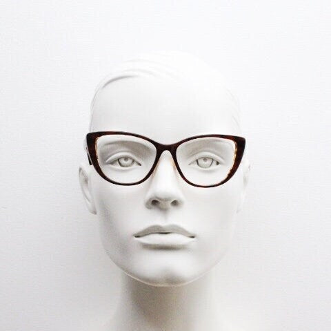 Tom Woolf vintage pointed cat eye glasses. Transparent mottled brown cateye optical frame. Womens prescription eyeglasses. RX spectacles