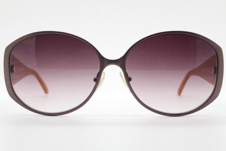 Missoni Y2K big round vintage sunglasses. Deep purple acetate frame with metallic satin finish front with graduating lenses. Womens NOS