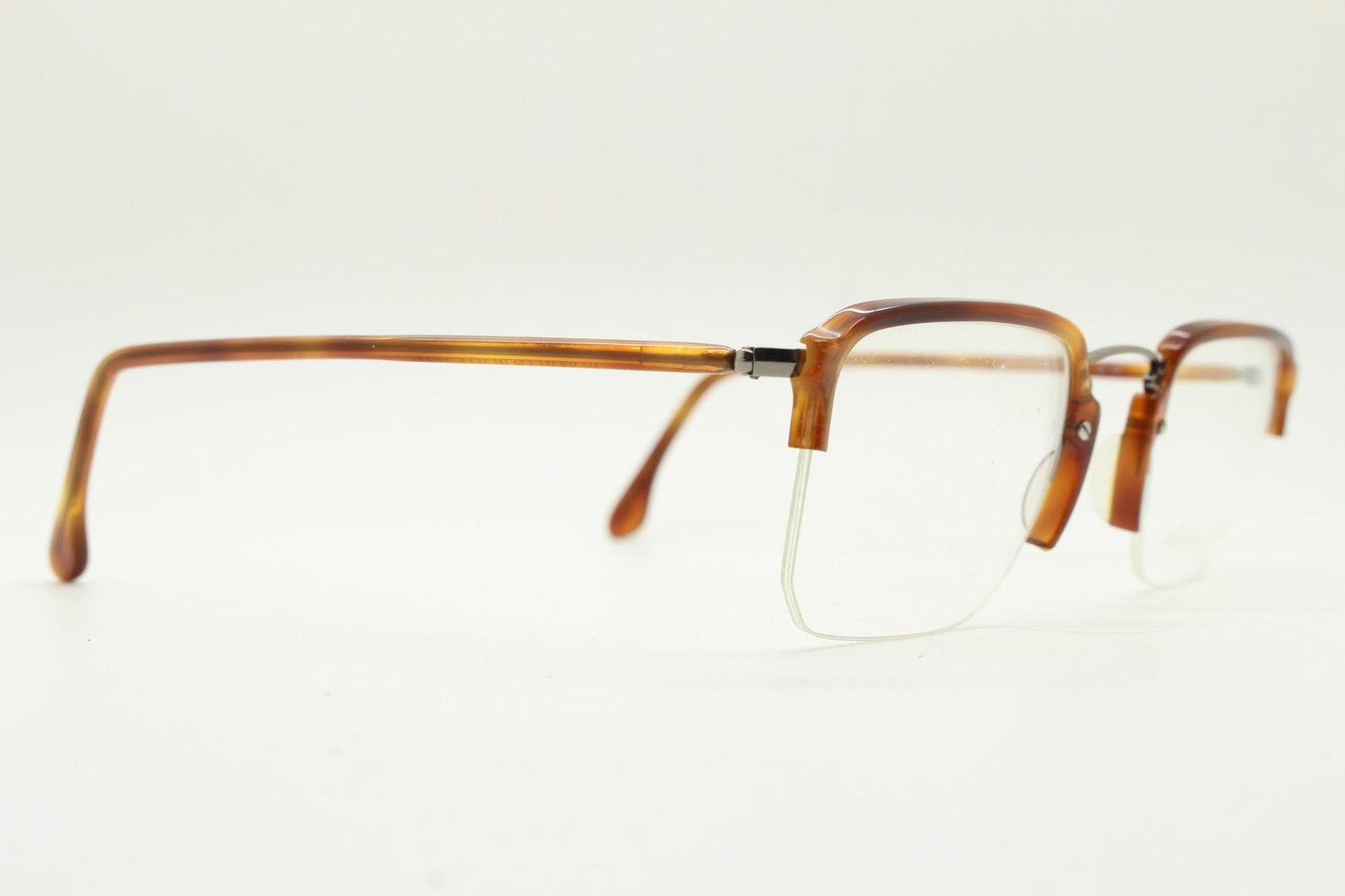 Robert La Roche rectangular half frame eye glasses made in Italy. 90s vintage minimal brown optical frame. Prescription eyeglasses RX. NOS