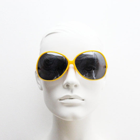 70s vintage round upside down sunglasses, Blazing orange oversized frame with plain black lenses. Unused BNWT. 80s. Rave bug eye. NOS
