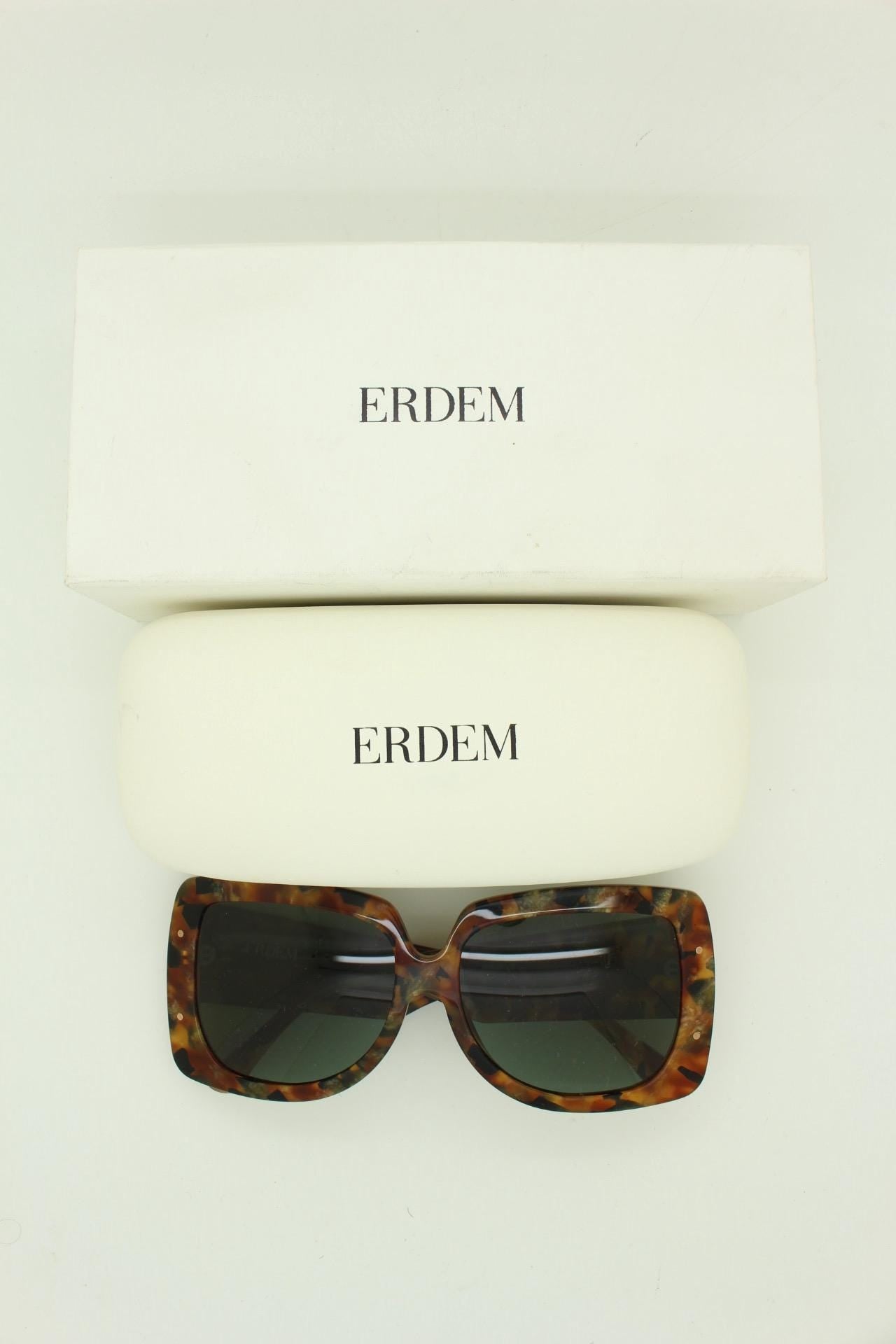 Erdem oversized square sunglasses made in Japan by Linda Farrow. Exquisite autumnal coloured acetate. Gallery Projects Vintage. NOS Full Set