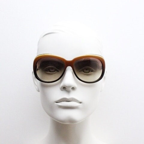 Dita oversized 70s design sunglasses model Pretender made in Japan. Gorgeous brown and black layered acetate. Womens NOS. 60s