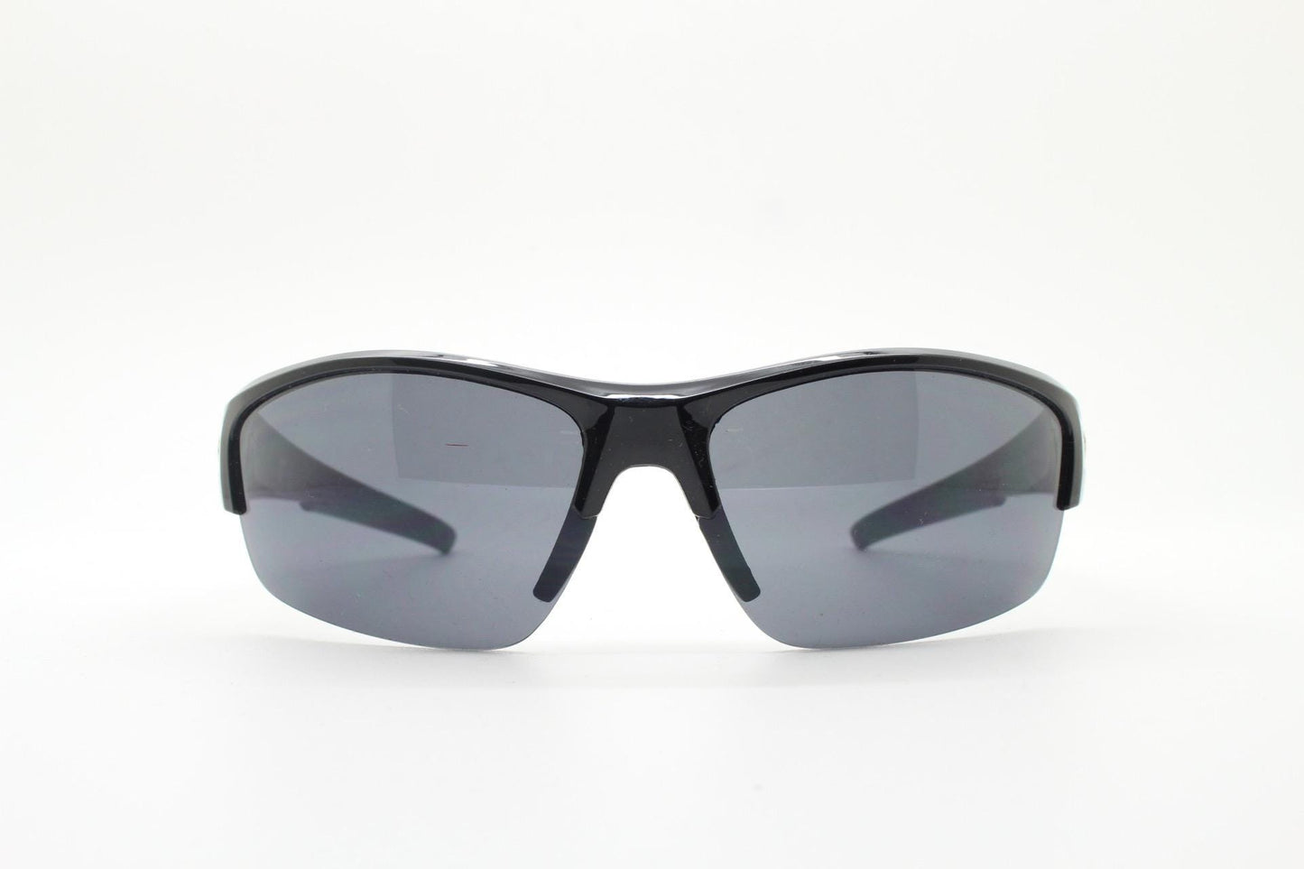 Y2K vintage sport shield sunglasses. Half frame plain black gloss wrap around aerodynamic mini mask design. BNWT. 2000's visor. 90s NOS