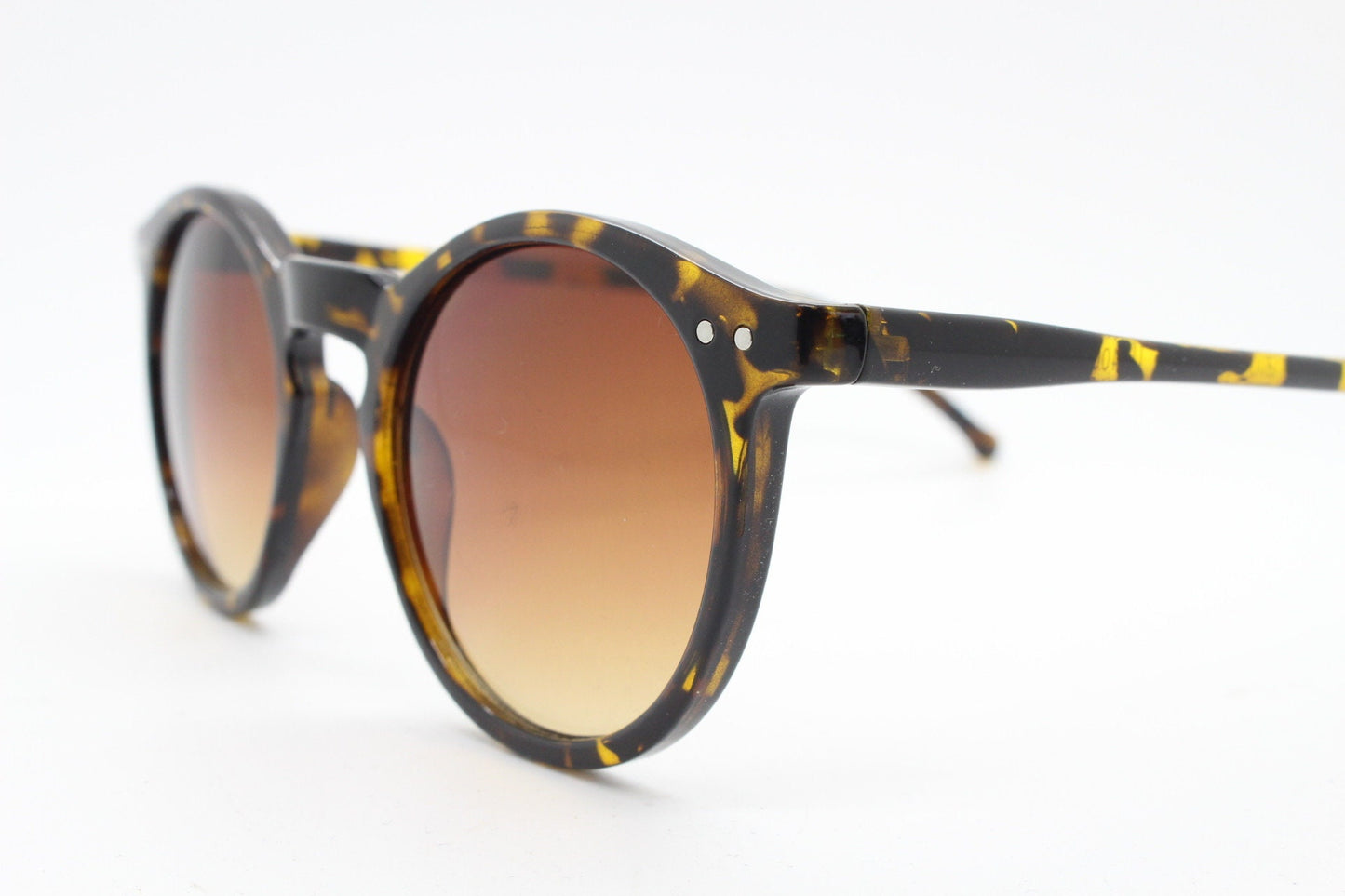 90s vintage round glasses. 30s, 20s style gloss tortoise frame with contrasting black lenses. NOS